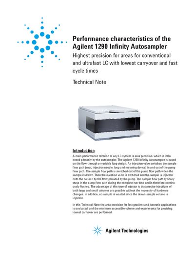 Agilent 1290 Infinity Autosampler Performance Characteristics Technical Note - cover page