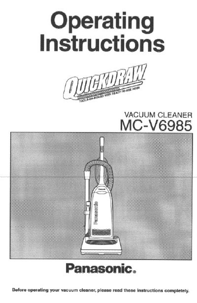 Panasonic MC-V6985 Vacuum Cleaner Operating Instructions - cover page