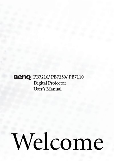 BenQ PB7210 / PB7230 / PB7110 Digital Projector User Manual - cover page