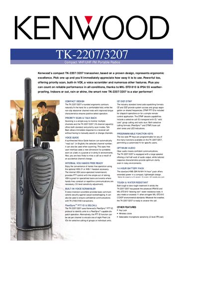 Kenwood TK-2207/3207 Portable Radio User Manual - cover page
