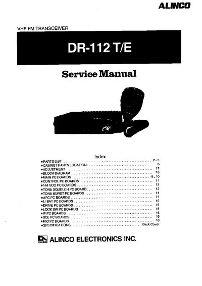 Alinco DR-112 T/E VHF FM Transceiver Service Manual