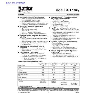 Lattice ispXPGA Family Datasheet - cover page