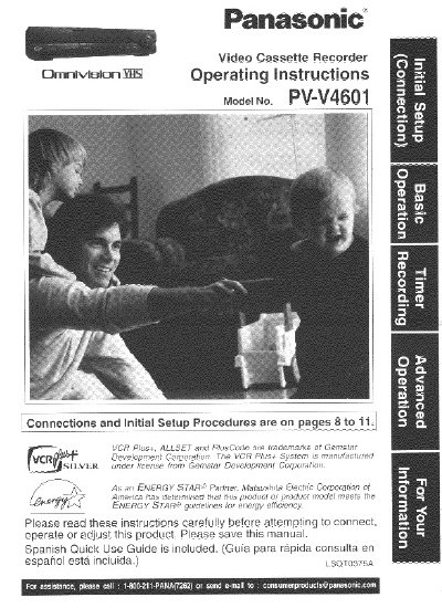 Panasonic PV-V4601 VCR Operating Instructions - cover page