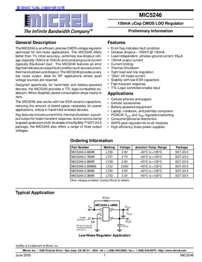 Micrel MIC5246 Datasheet - cover page