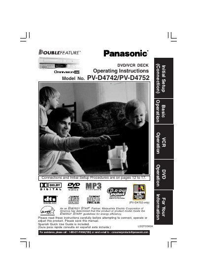 Panasonic PV-D4742/PV-D4752 DVD/IVCR Deck Operating Instructions - cover page