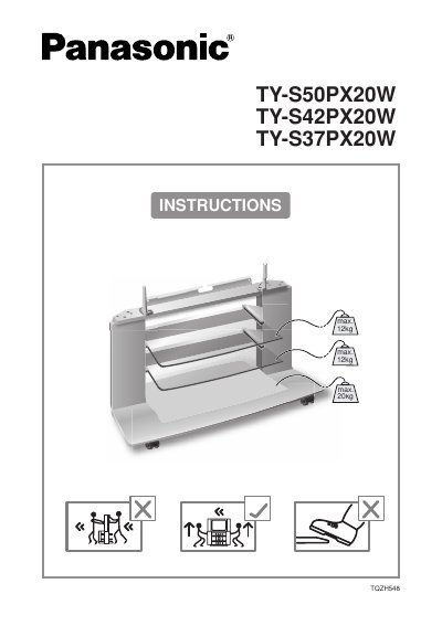 Panasonic TY-S50PX20W TY-S42PX20W TY-S37PX20W Video Cabinet Instructions - cover page