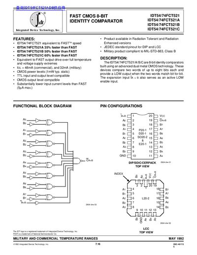idt IDT54/74FCT521 IDT54/74FCT521A IDT54/74FCT521B IDT54/74FCT521C handbook