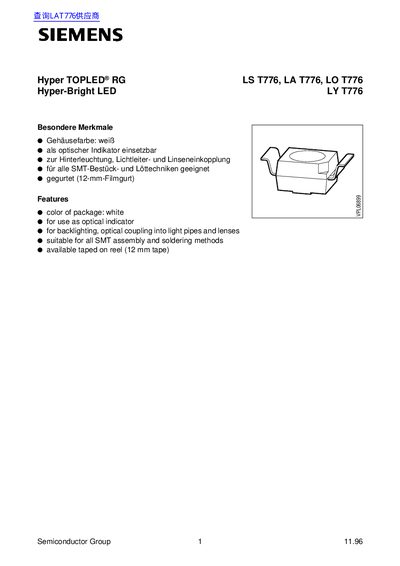 Siemens LS T776 LED Datasheet - cover page