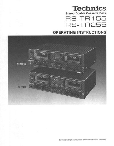 Technics RS-TR155 Stereo Double Cassette Deck Operating Instructions - cover page