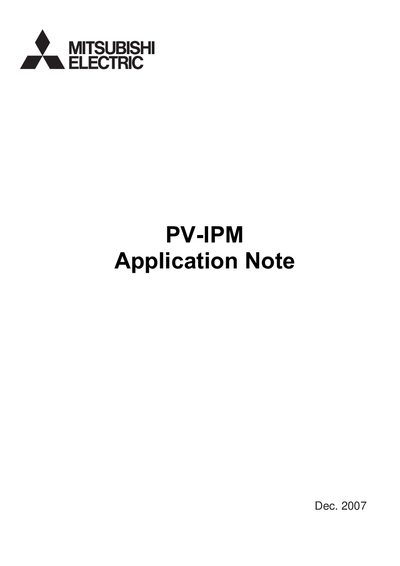 Mitsubishi Electric PV-IPM Application Note - cover page