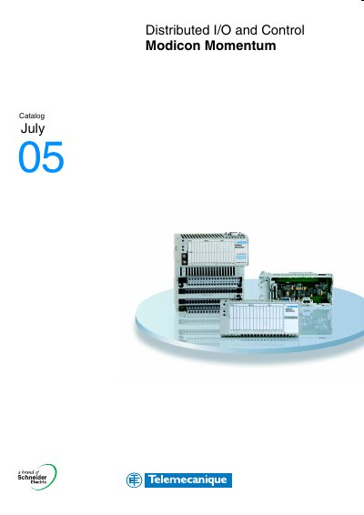 Schneider Electric Modicon Momentum Distributed I/O and Control Catalog - cover page