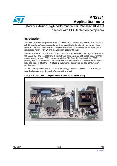 STMicroelectronics AN2321 Application Note - cover page
