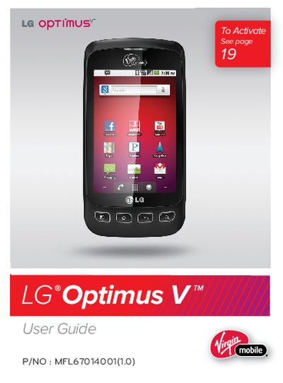 LG Optimus V User Manual - cover page