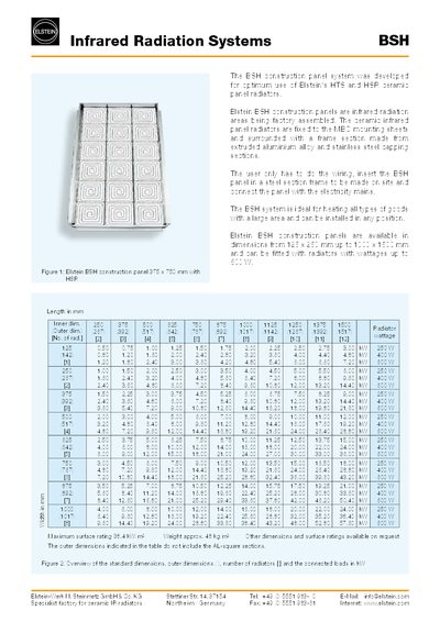 Elstein BSH/EBF-R/FIS Infrared Radiator Systems Installation Guide - cover page