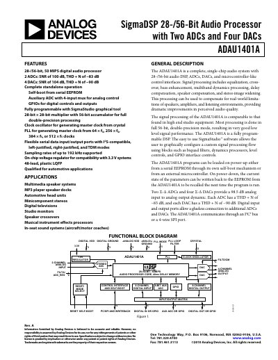 Analog Devices ADAU1401A Audio Processor Datasheet