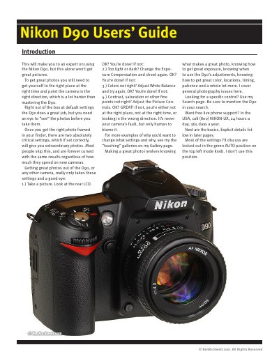 Nikon D90 User Guide - cover page