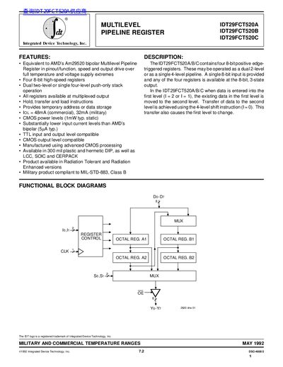 Integrated Device Technology IDT29FCT520A IDT29FCT520B IDT29FCT520C handbook - cover page