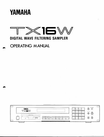 Yamaha TX16W Digital Wave Filtering Sampler Operating Manual - cover page