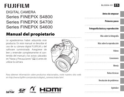 Fujifilm FinePix S4800/S4700/S4600 Digital Camera User Manual - cover page