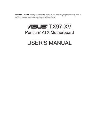 ASUS TX97-XV Motherboard User Manual