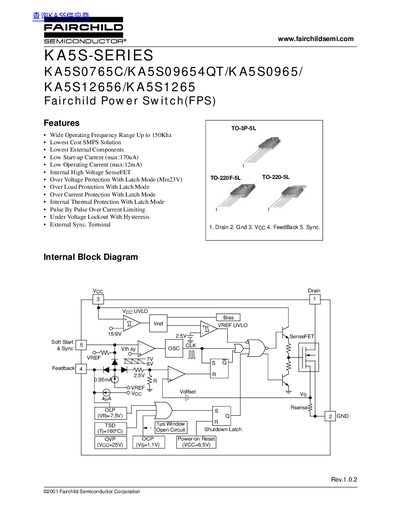 Fairchild KA5S-Series Power Switch Datasheet - cover page