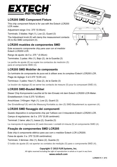 Extech LCR205 SMD Component Fixture - cover page