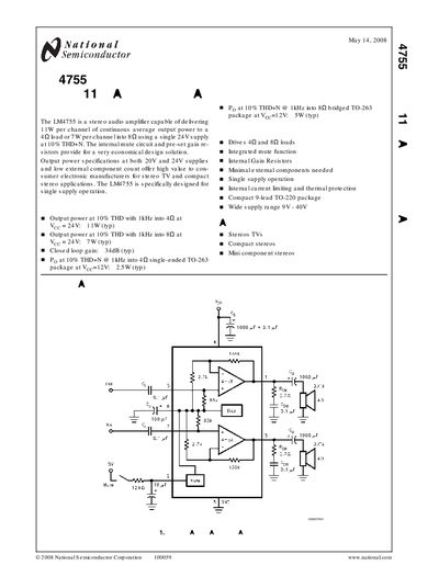 National Semiconductor LM4755 Handbook - cover page