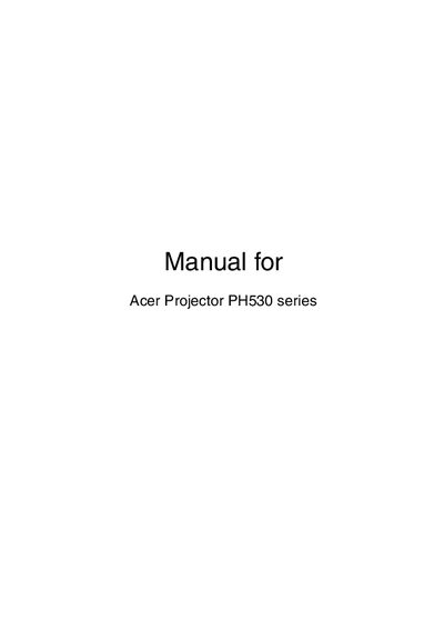 Acer PH530 Projector User Manual - cover page