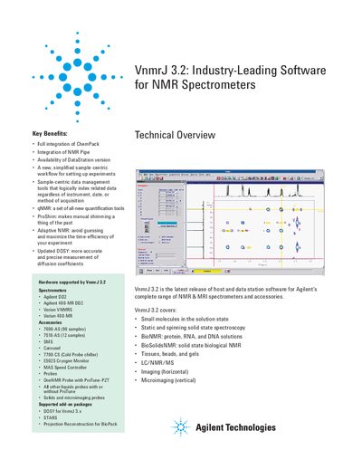 Agilent VnmrJ 3.2 Software User Guide - cover page