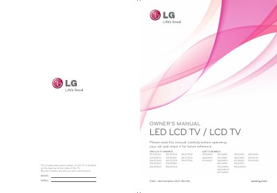 LG 19LE5300 22LE5300 32LD420 42LD420 47LD420 32LD450 37LD450 42LD450 47LD450 37LD450C 42LD450C 47LD450C 32LD520 42LD520 47LD520 55LD520 55LD520C 42LD630 47LD630 55LD630 26LE5300 22LE5500 26LE5500 32LE - cover page