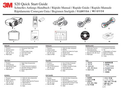 3M S20 Multimedia Projector Quick Start Guide - cover page