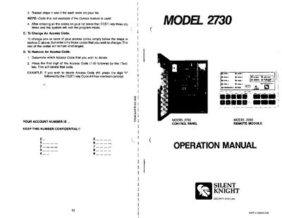 Silent Knight Model 2730 Operation Manual - cover page