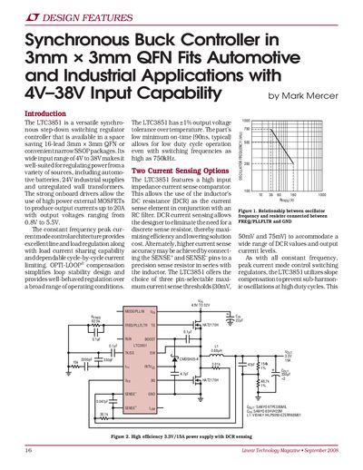 Linear Technology LTC3851 Synchronous Buck Controller Datasheet - cover page