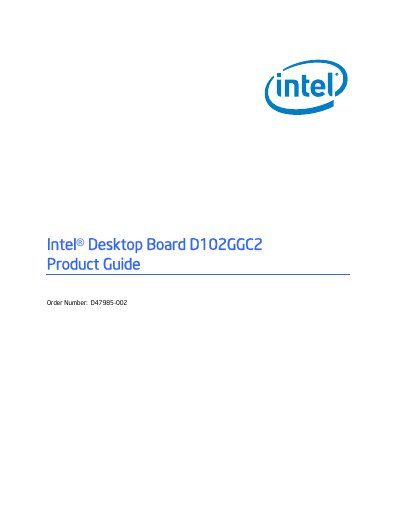 Intel D102GGC2 Desktop Board User Manual - cover page