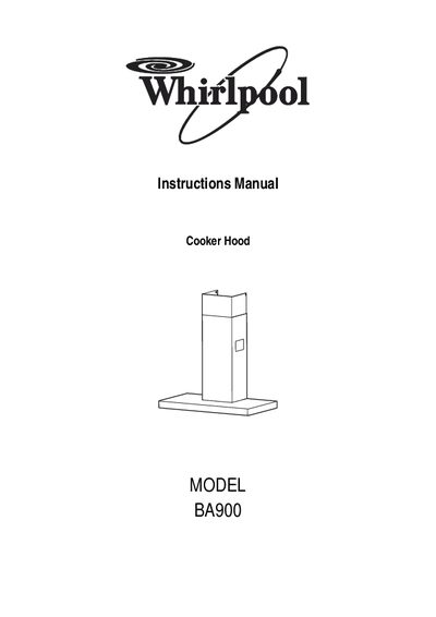Whirlpool BA900 Cooker Hood Installation Guide - cover page