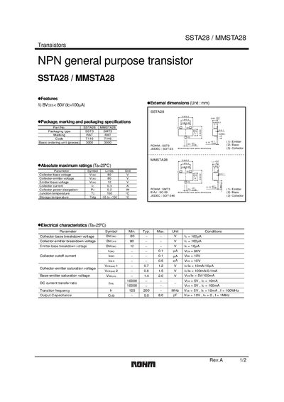 ROHM MMSTA28 Datasheet - cover page