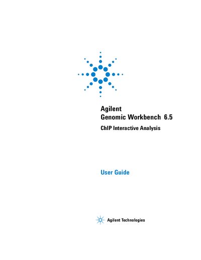 Agilent Genomic Workbench 6.5 ChIP Interactive Analysis User Guide - cover page