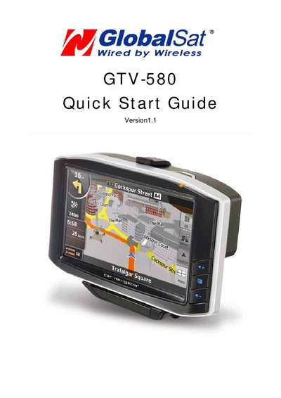 GlobalSat GTV-580 Navigation Device Quick Start Guide - cover page