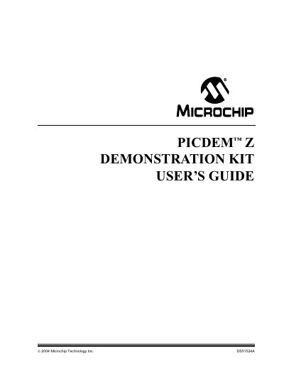 Microchip PICDEM Z Demonstration Kit User Guide - cover page