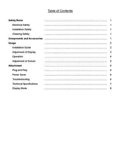 UP060B1190 LCD Display User Manual - cover page