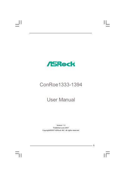 ASRock ConRoe1333-1394 Motherboard User Manual