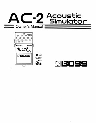 BOSS AC-2 Acoustic Simulator Owner's Manual - cover page