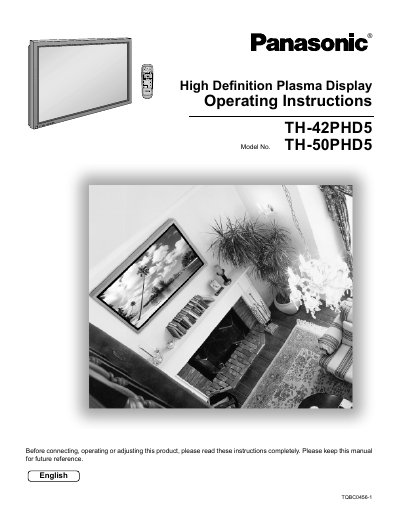 Panasonic TH-42PHD5/TH-50PHD5 Plasma Display Operating Instructions - cover page