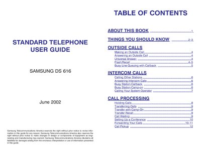 Samsung DS 616 Standard Telephone User Guide - cover page