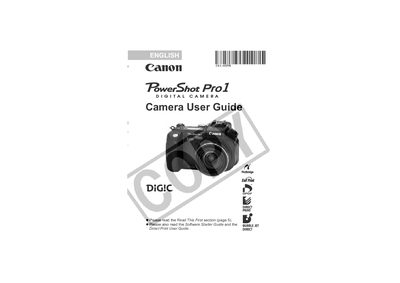 Canon PowerShot Pro1 Camera User Manual - cover page