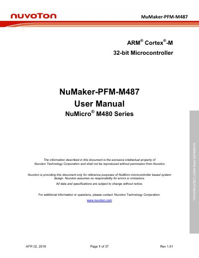 Nuvoton NuMaker-PFM-M487 User Manual - cover page