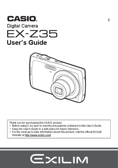 CASIO EX-Z35 digital camera user manual - cover page