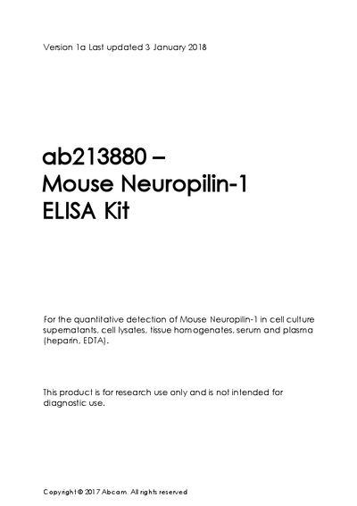 Abcam ab213880 Mouse Neuropilin-1 ELISA Kit User Manual - cover page