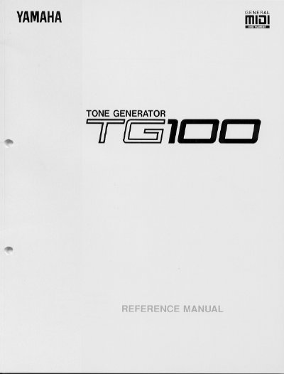 Yamaha TG100 Tone Generator Reference Manual