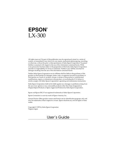 Epson LX-300 User Manual